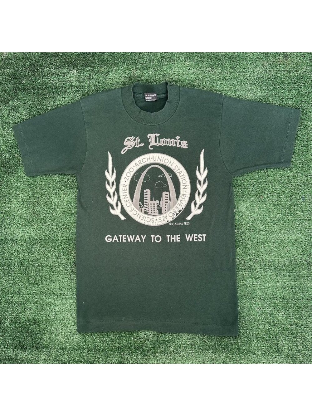 Vintage 90s St. Louis Gateway Arch T-Shirt Single Stitch Boxy Faded S Midwest